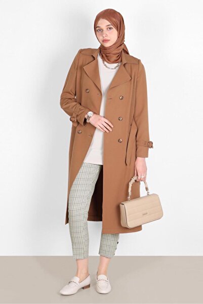 TRENDTESETTÜR Green Plaid Patterned Women's Trousers - T 70361