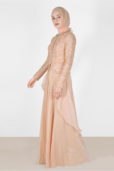 TRENDTESETTÜR Woman Powder (SOMON) Chiffon Evening Dress T 5051