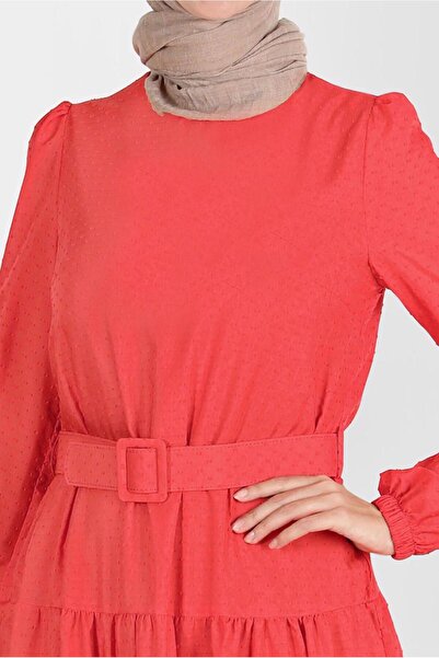 TRENDTESETTÜR Red Belted Hijab Dress - Women's t 42921