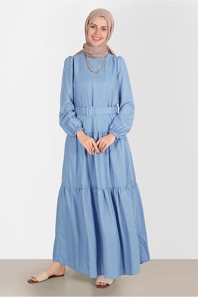 TRENDTESETTÜR Μπλε Ζώνη Φόρεμα Hijab - Γυναικείο T 42921