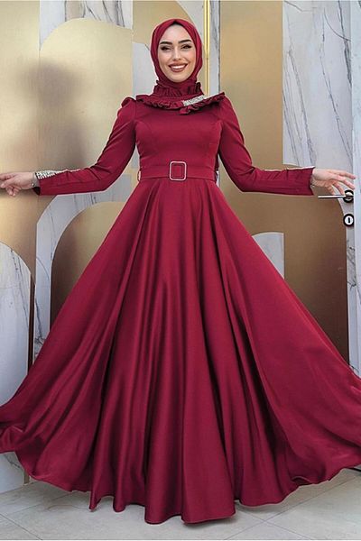 TRENDTESETTÜR Γυναικείο βραδινό φόρεμα Claret Red Stone - T 5511