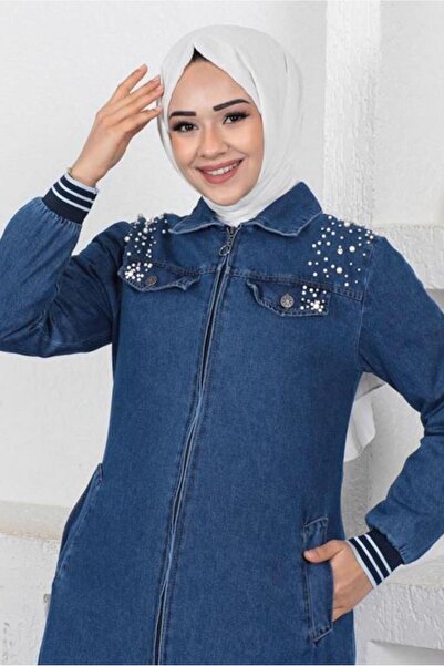 TRENDTESETTÜR Синя куртка з білими намистинами - T 7808