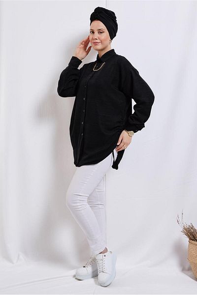 TRENDTESETTÜR WOMEN'S BLACK SHIRT TUNIC T 2811