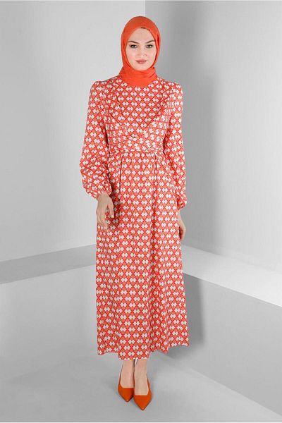 TRENDTESETTÜR Coral Patterned Women's Testament Dress - T 42711