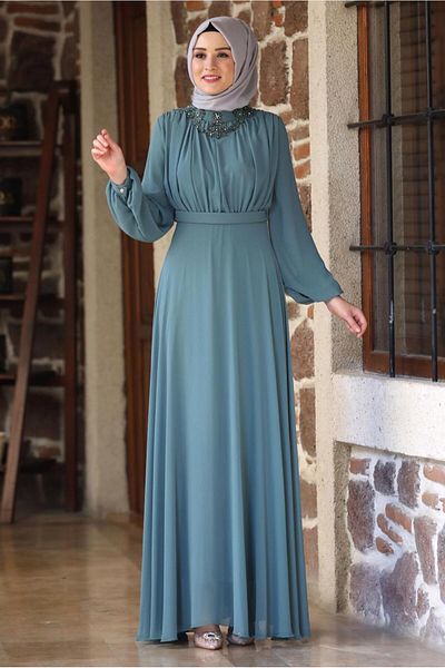 TRENDTESETTÜR ROCHIE DE SEARA PENTRU FEMEI VERDE (CRIBLE) CU CUREA T 1253