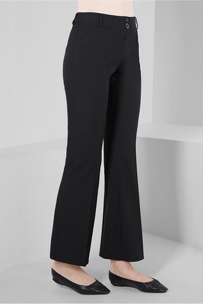 TRENDTESETTÜR Pantaloni negri cu picior spaniol pentru femei - T 70405