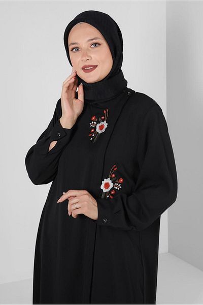 TRENDTESETTÜR Large Size Embroidered Black Tunic - Women's T 20247