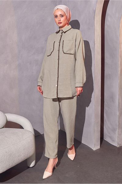 TRENDTESETTÜR Γυναικείο Σετ Mink - Παντελόνι Shepherd Stitched, T 4114