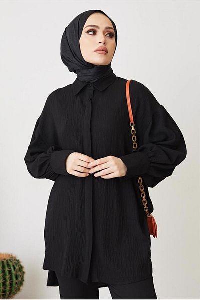 TRENDTESETTÜR WOMEN'S BLACK SHIRT TUNIC T 64416