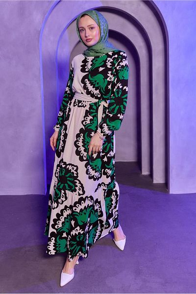 TRENDTESETTÜR ΓΥΝΑΙΚΕΙΟ ΠΡΑΣΙΝΟ (BENETTON) ΦΟΡΕΜΑ ΜΠΟΥΡΜΠΟΥΚΑ ΜΕ ΣΤΑΣΙΑ T 7693