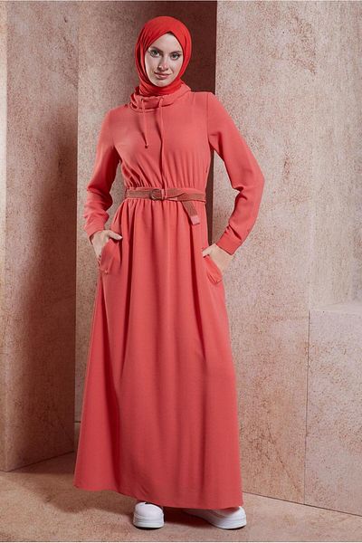 TRENDTESETTÜR Coral Pocket Hijab Dress - Women's T 42590