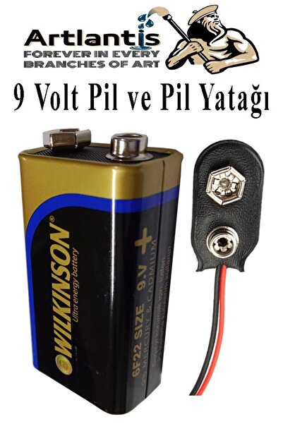 Artlantis 9 Volt Pil ve Pil Yatağı 1 Adet 9V Pil Yuvası İkili 9V Pil Başlığı Pil Tutucu Çift Başlıklı Kare Pil