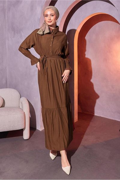 TRENDTESETTÜR Χρωματιστό καφέ Φόρεμα Hijab - T 7814