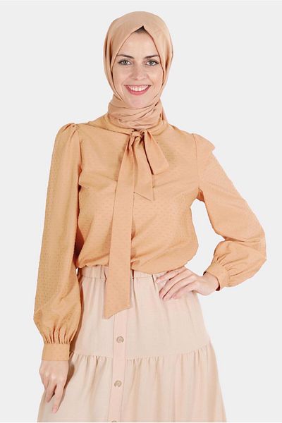 TRENDTESETTÜR Γυναικεία μπλούζα Orange Mustard - Λεπτομέρεια με δέσιμο, Μοντέλο 42925