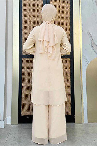 TRENDTESETTÜR Women's SeT wiTh Beige Jewelled Trousers - T 7848