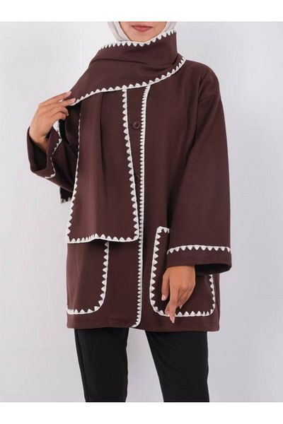 Modamorfo Coffee Jacket with Pockets and Buttons