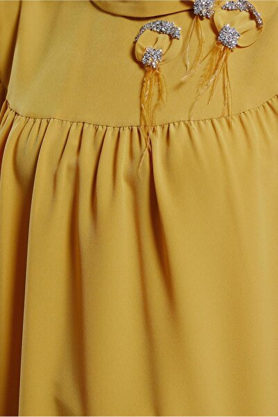 TRENDTESETTÜR Women's Yellow Stone Detailed Tunic - SAFRAN T 42902