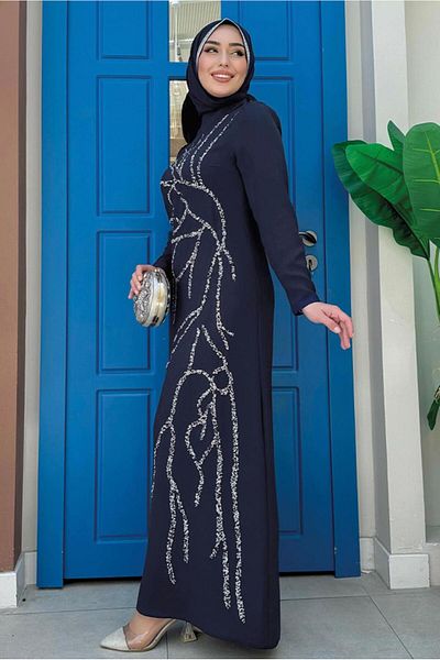 TRENDTESETTÜR Γυναικείο φόρεμα Navy Blue Stone Printed - T 9883