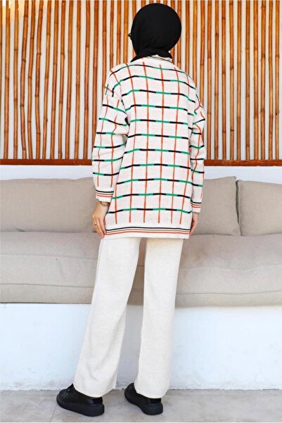 TRENDTESETTÜR Beige Stone Patterned Women's Knitwear Trousers Set - T 20032