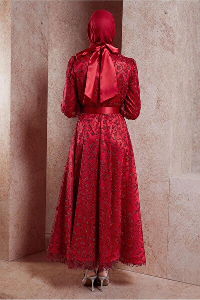 TRENDTESETTÜR Red Hijab Evening Dress - T 50266
