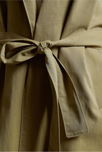 TRENDTESETTÜR Cotton Belted Women's Trench Jacket - Khaki T 1201
