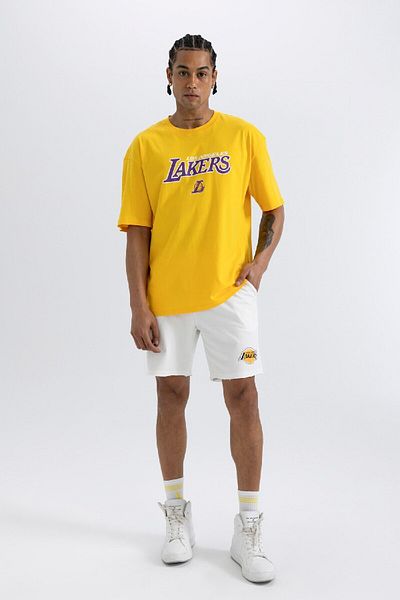 DeFacto Defactofit Nba Los Angeles Lakers - Boxy Cut Crew Neck T-Shirt T7061Az24Sm