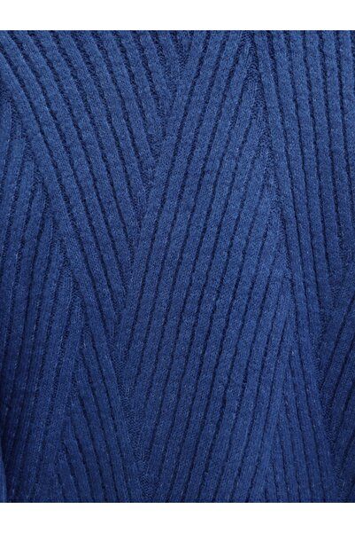 Modamorfo Running Knitted Diamond Patterned Knitwear Tunic - Dark Blue