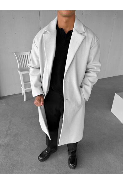 ablukaonline Чоловічий оверсайз довгий італійський кашемірний пальто сірий