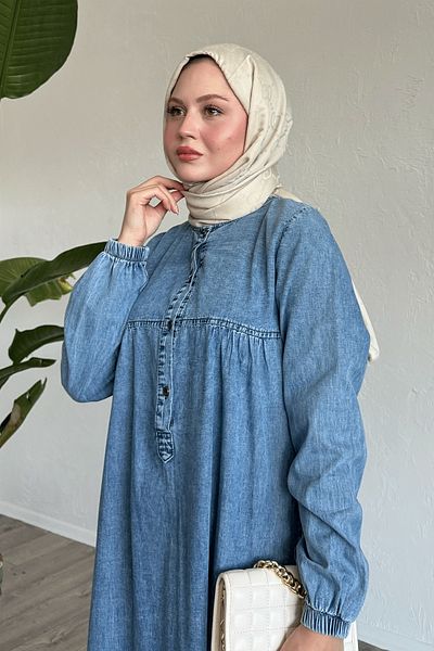 InStyle Ρόμπα Placket Indigo Demin Φόρεμα
