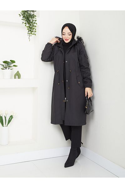 MODA معطف واق من المطر مبطن بطول 120 سم - DTRENC0001