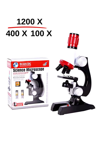 SONEX Eğitici Mikroskop Kiti Zoom 100x 400x 1200x Led Işıklı + 12 Adet Biyolojik Örnek Hediye