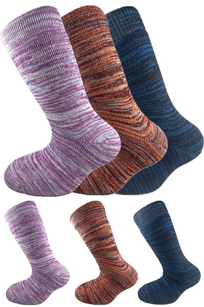 SİHİRLİ AYAKLAR Colorful 3 Pairs Thermal Unisex Men's and Women's Socks - Thick and Warm Heat Sink 38-42