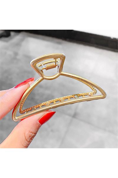 So Much Accesories So-much Women's Gold Metal Latch Hair Clip Geometric Themed-4