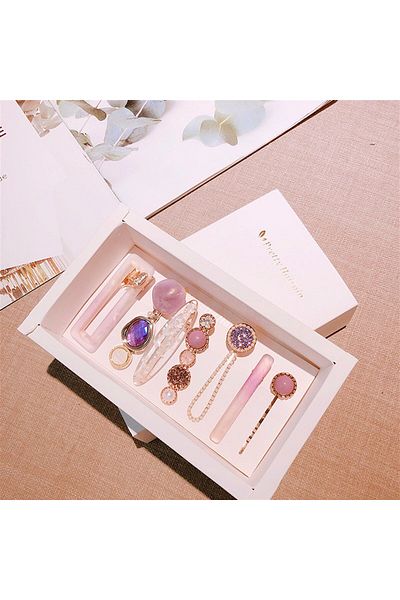 So Much Accesories So-much Women's Special Set of 7 - Collet, Snap Side Hair Clip, Pink - Set-1