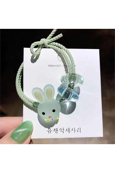 So Much Accesories إبزيم مطاطي على شكل أرنب لطيف باللون الأخضر