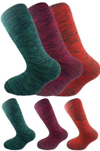 SİHİRLİ AYAKLAR Colorful 3 Pairs Thermal Unisex Men's and Women's Socks - Thick and Warm Heat Sink 38-42