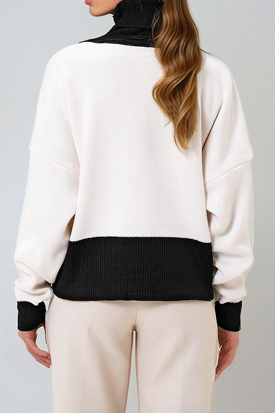 VAGGON Γυναικείο ζιβάγκο βανίλιας Colorblocked Heart Crop Χειμερινό πλεκτό πουλόβερ Prm1307
