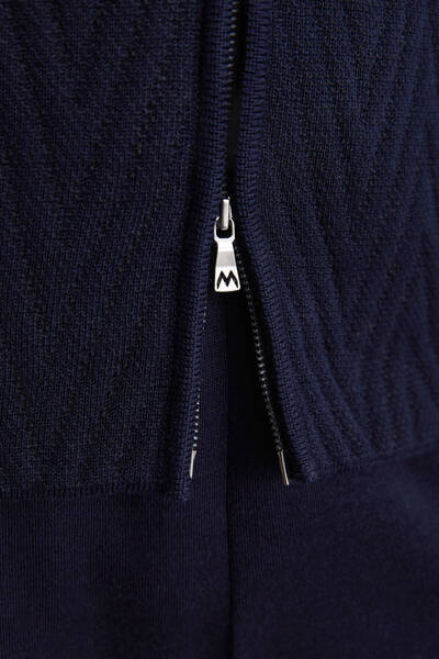 Hemington Çizgi Desenli Merino Yün Lacivert Yelek