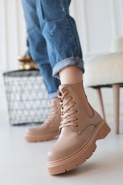 BESKAR Μπότες Daum Nude Skin Lace Up