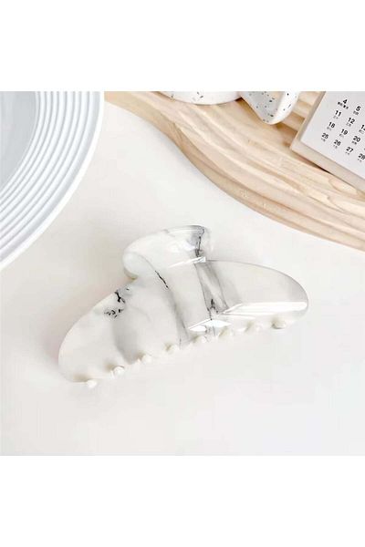 So Much Accesories Gray Large Size Boned Acetate Latch - Buckle