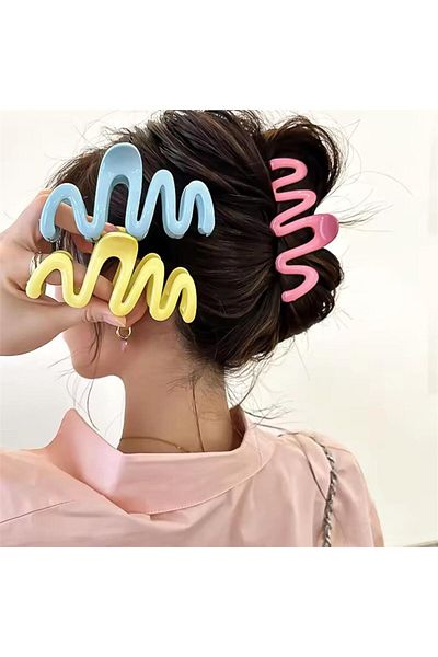 So Much Accesories مشبك معدني لامع بلون الباستيل - مشبك أزرق فاتح