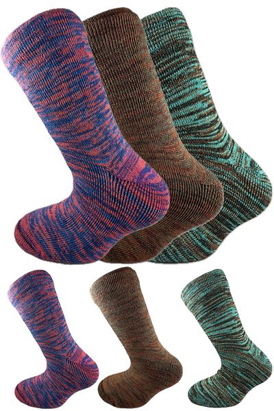 SİHİRLİ AYAKLAR Colorful 3 Pairs Thermal Unisex Men's and Women's Socks - Thick and Warm Heat Sink 38-42