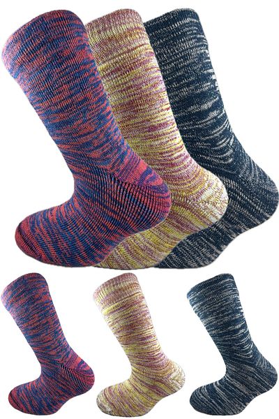 SİHİRLİ AYAKLAR Colorful 3 Pairs Thermal Unisex Men's and Women's Socks - Thick and Warm Heat Sink 38-42