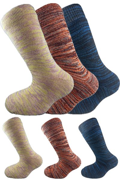 SİHİRLİ AYAKLAR Colorful 3 Pairs Thermal Unisex Men's and Women's Socks - Thick and Warm Heat Sink 38-42