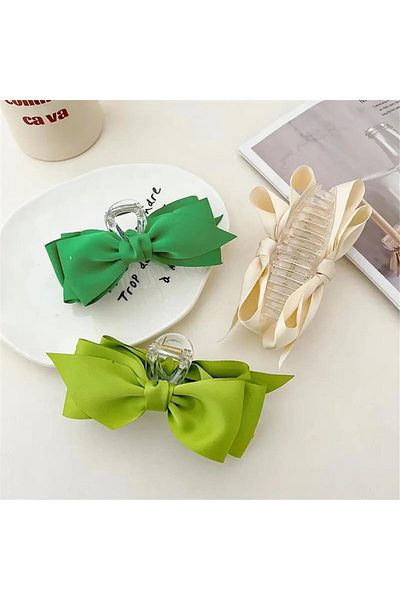 So Much Accesories مشبك مزلاج بتفاصيل فيونكة So-Much باللون الأخضر