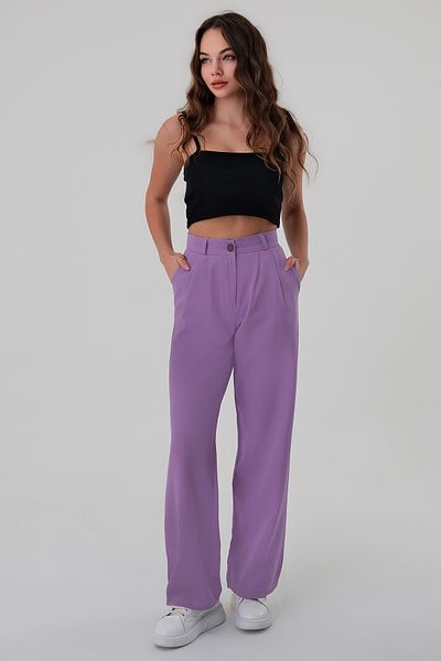 Hazel Women's Lilac High Waist Palazzo Pants