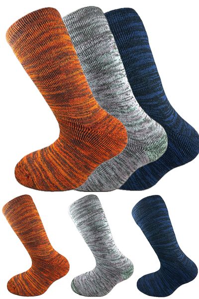SİHİRLİ AYAKLAR Colorful 3 Pairs Thermal Unisex Men's and Women's Socks - Thick and Warm Heat Sink 38-42