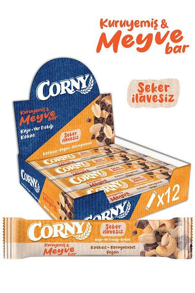 CORNY Cashew Cocoa Peanut Grain Bar - 12 Pieces