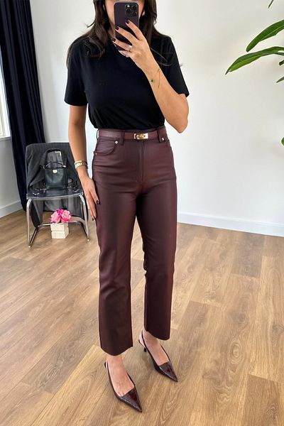 BİRCANÇİL Zr Shavy Burgundy Waxed Finish Momfit Jeans