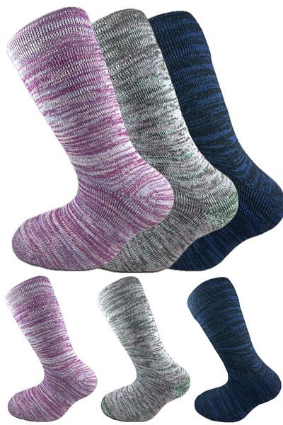 SİHİRLİ AYAKLAR Colorful 3 Pairs Thermal Unisex Men's and Women's Socks - Thick and Warm Heat Sink 38-42